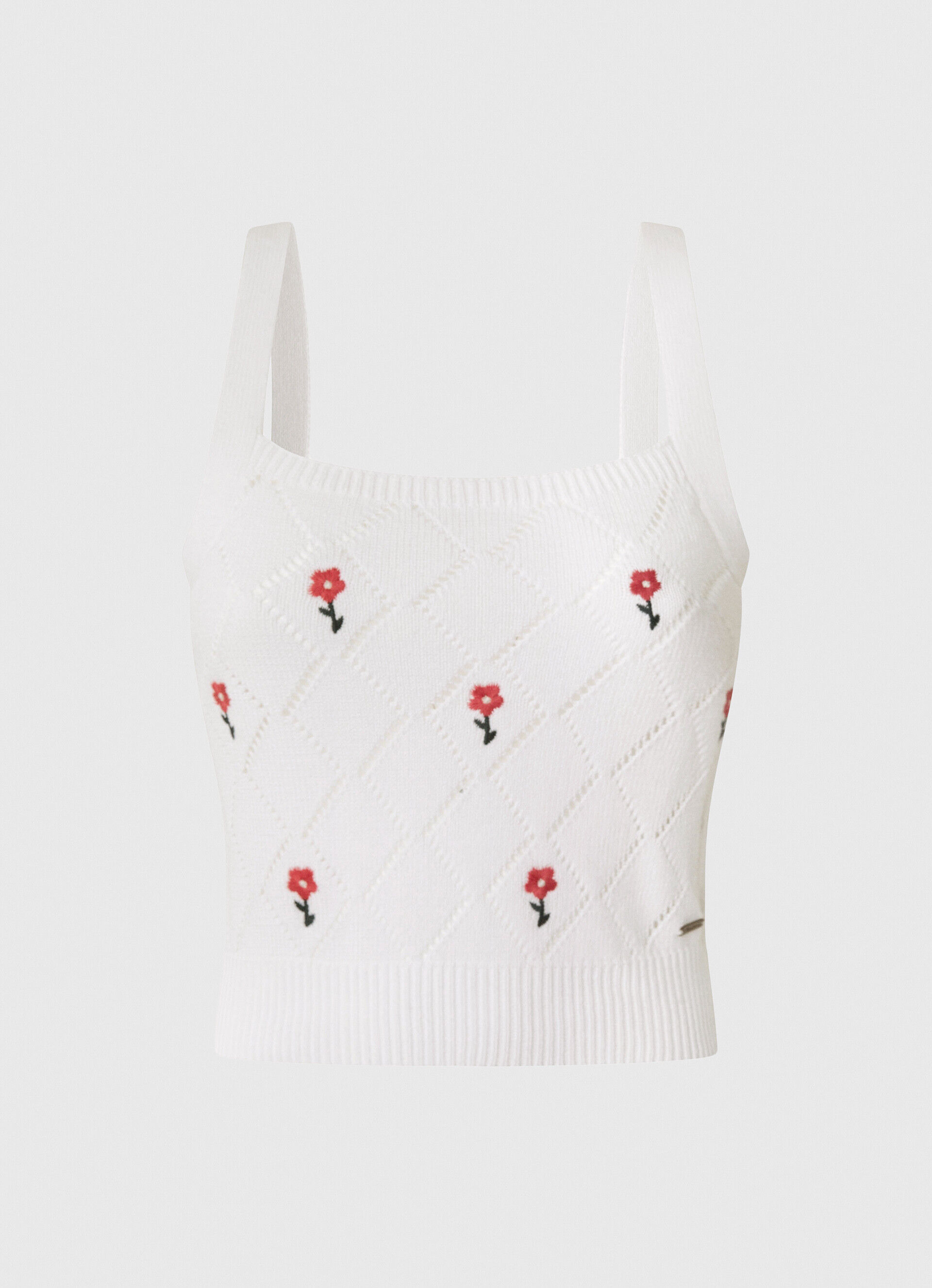 Blusa de algodão com flores bordadas - branca
