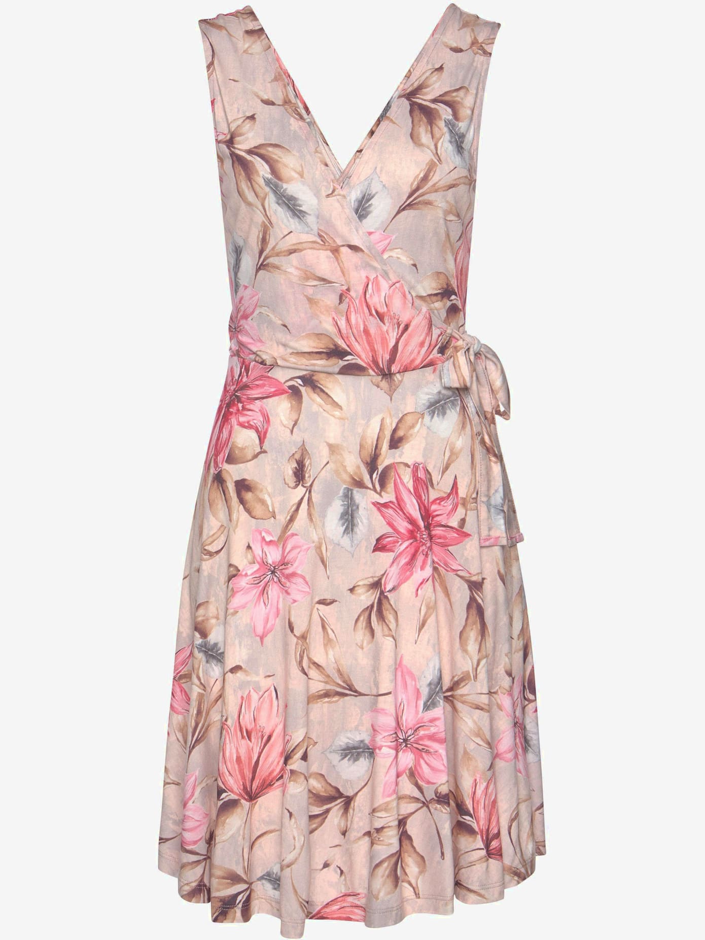 Robe imprimée encolure en v dégagée devant et au dos