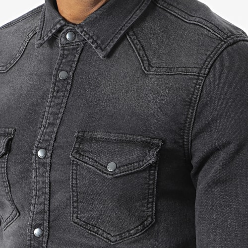 Chemise Jean Manches Longues Noir
