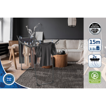 Leifheit Droogrek Pegasus 150 Solid Slim Black Antraciet
