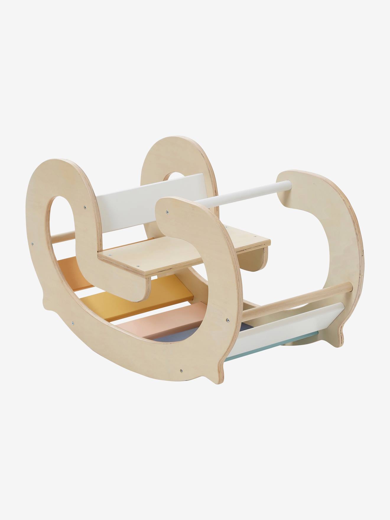 Cadeira de balanço para interiores, feita de madeira com certificação FSC®, bege médio, lisa com motivos.