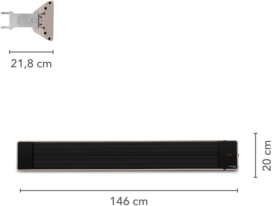 TROTEC Infrarot Heizstrahler IRD 2400 – Heizleistung 800 W / 1600 W / 2400 W – Dunkelstrahler, IP55, inkl. Fernbedienung, Timer-Funktion