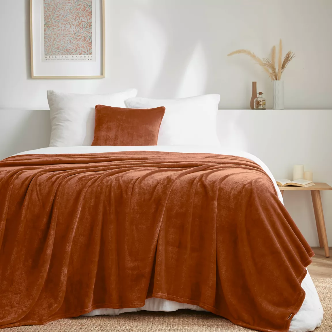 Plaid doux flanelle (220 x 240 cm) Didou Cuivre
