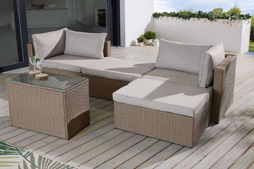 Outdoor Gartenlounge Set XXL MODULAR natur Polyrattan Sitzgruppe wetterfest inkl. Kissen