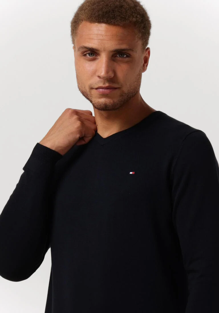TOMMY HILFIGER blauwe tommy hilfiger trui core cotton-silk vneck