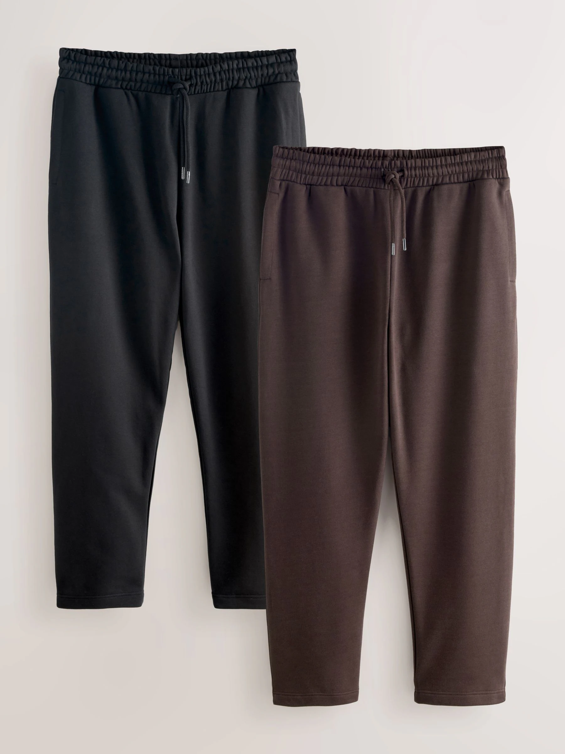 Zwart/chocoladebruin - Straight Fit Cotton Rich Jersey Joggers 2 Pack