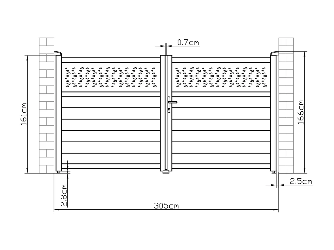 Portail électrique battant aluminium semi plein à motifs L305 x H166 cm anthracite - BAZIO