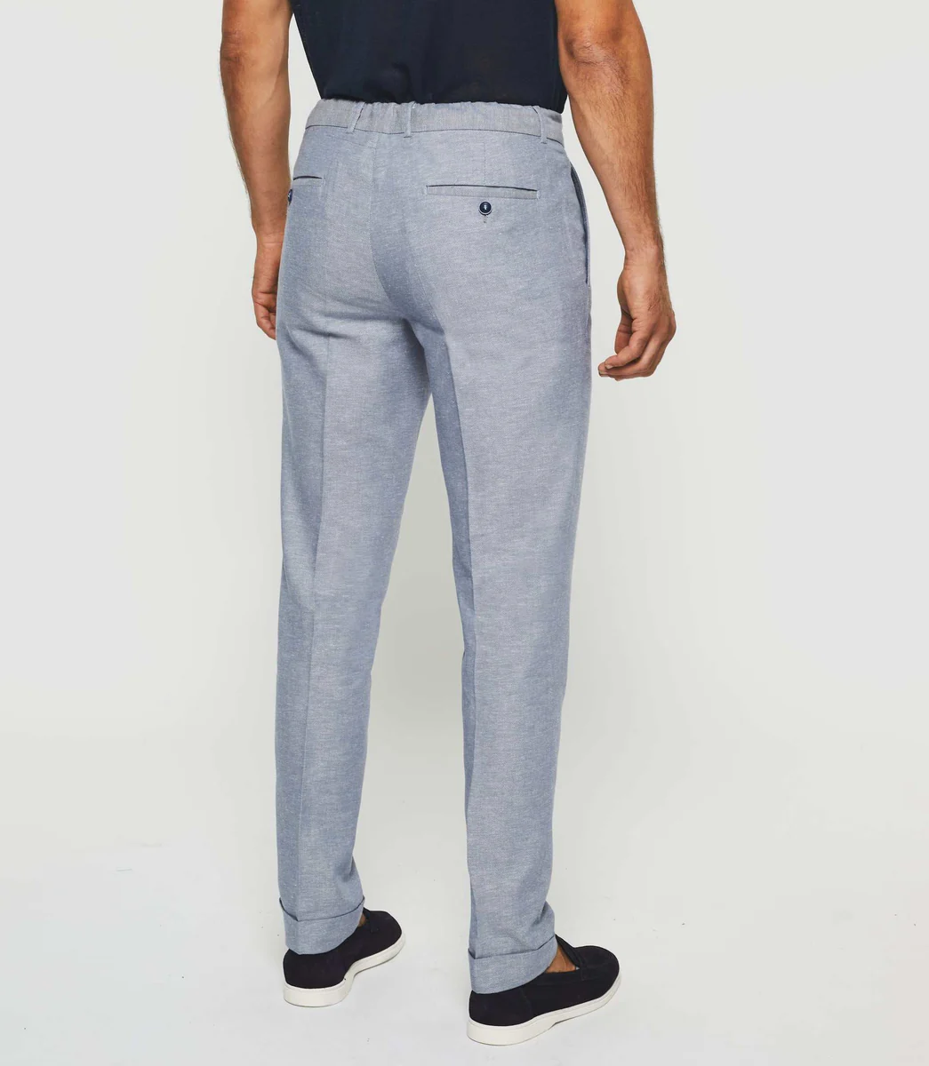 Pantalon ville en lin bleu ciel 