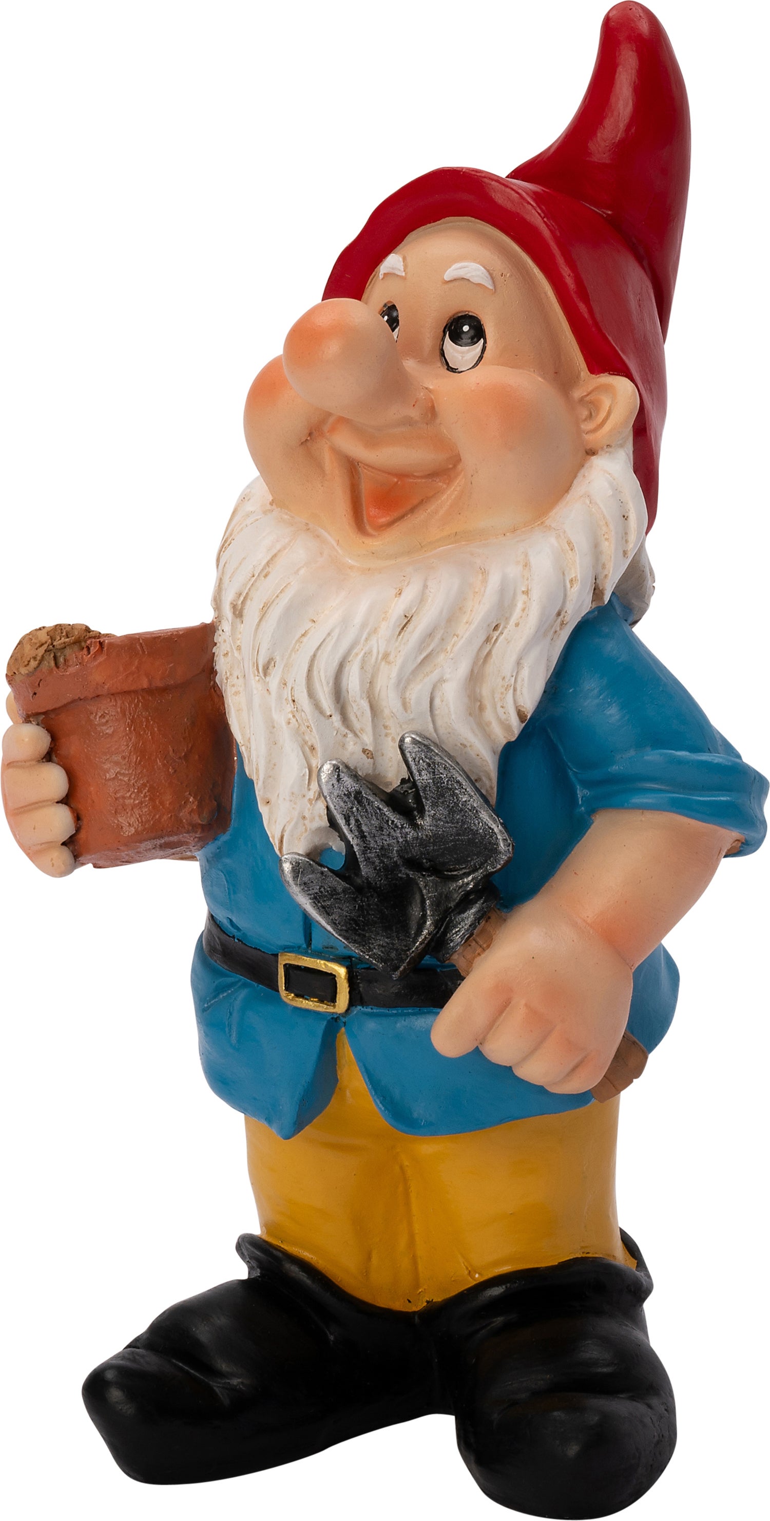 Intratuin tuinkabouter Ricky met hark blauw / geel 15,5 x 13 x 30 cm