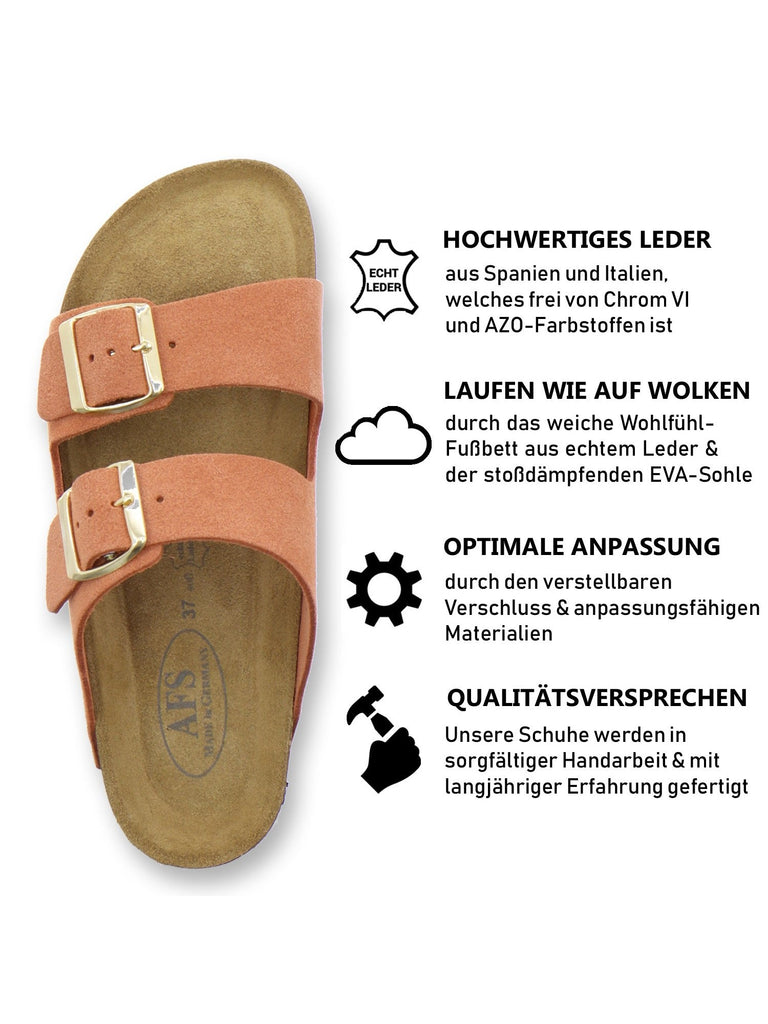 Pantoletten Damen Zweischnaller orange Velour