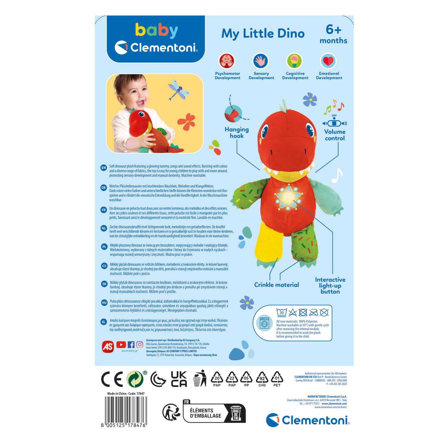 Clementoni Baby - Pluchen Knuffel Dinosaurus