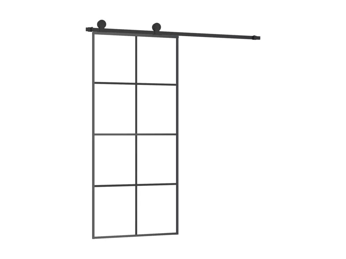 Porte coulissante avec kit de quincaillerie 90x205 cm Verre ESG