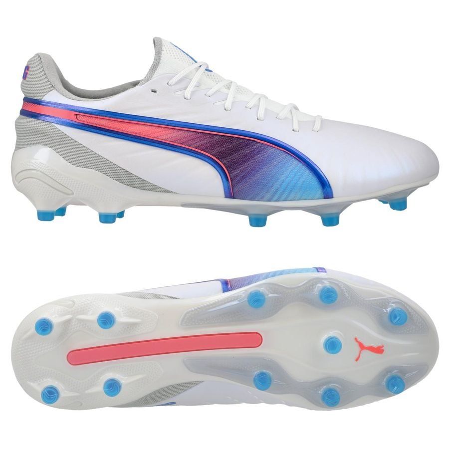 PUMA King Ultimate FG/AG Formula - Blanc/Bleu/Flat Light Gray/Crépuscule