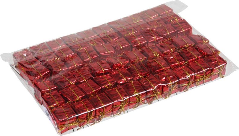 60x stuks decoratie prikkers mini cadeautjes rood 2,5 cm - Decoratiemateriaal/hobby materiaal - Kerstversiering - kerststukjes