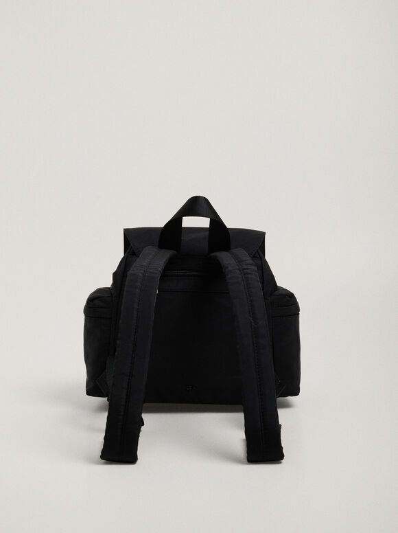 Mochila de nylon com fivela - Preta