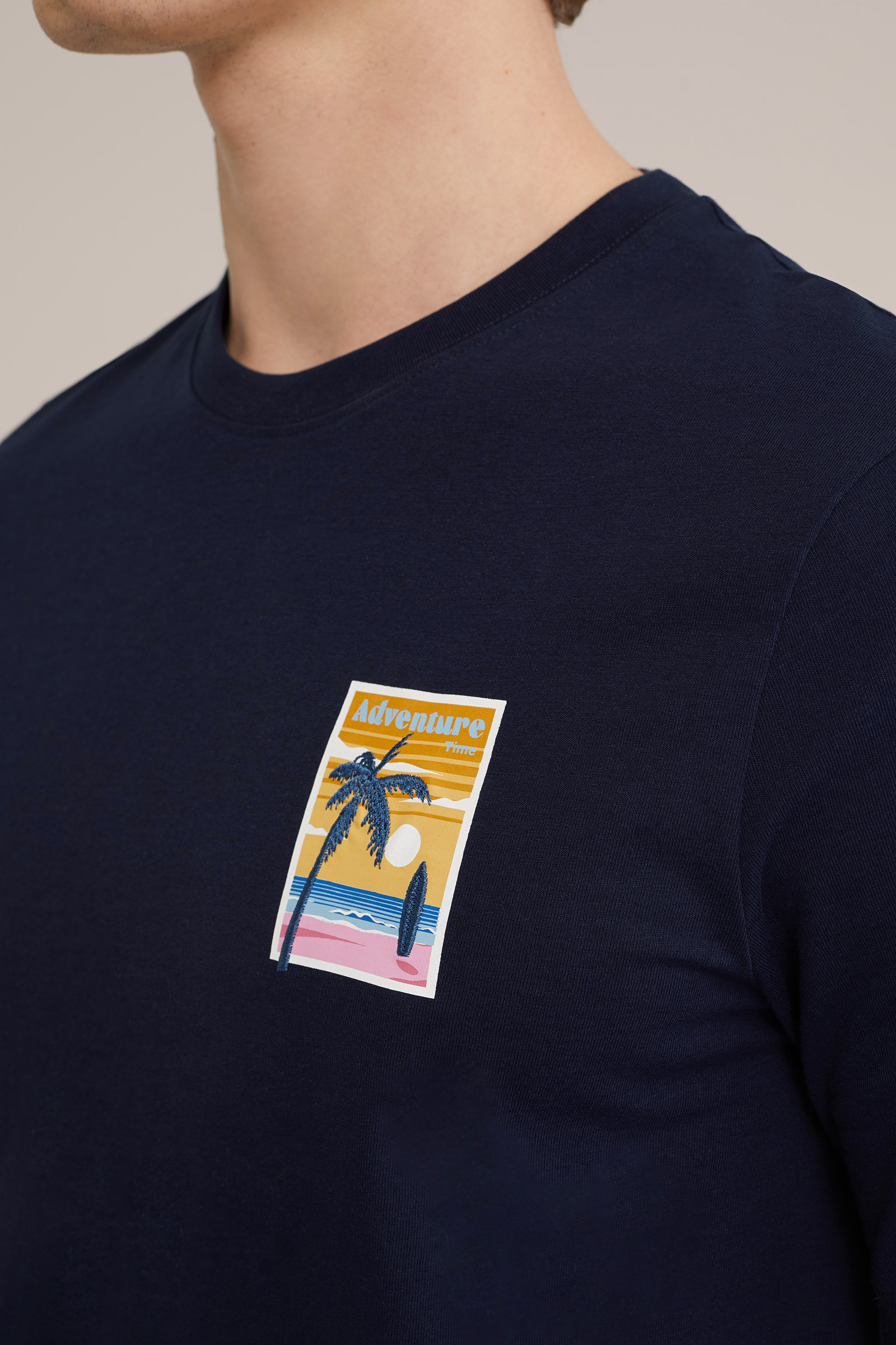 T-shirt met opdruk WE Fashion Donkerblauw