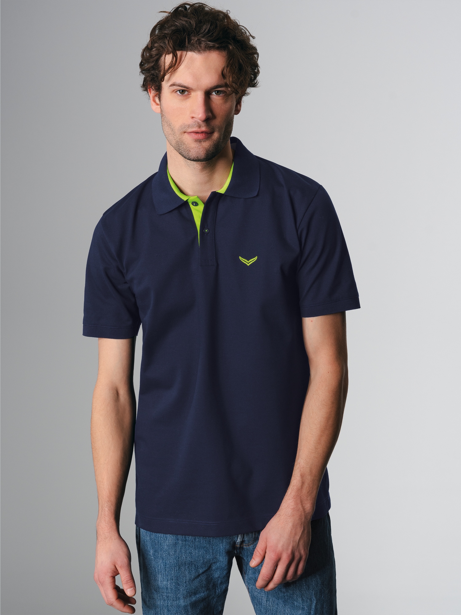 Poloshirt mit Kontrastelementen Navy