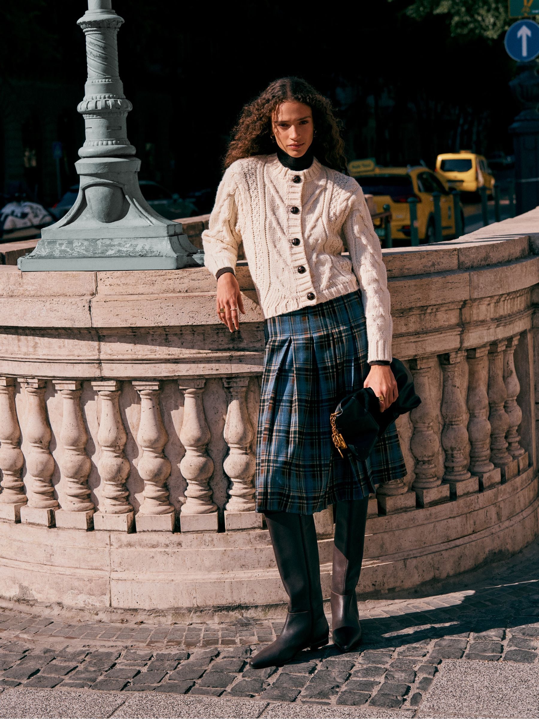 Marineblauw geruit - Check Knee Length Kilt Skirt