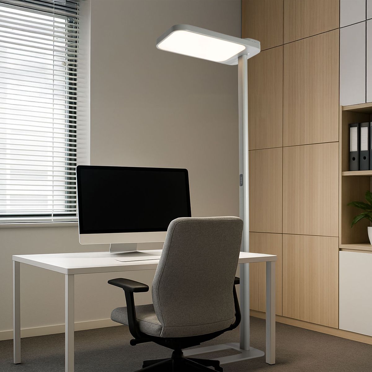 Daglicht vloerlamp grijs vierkant incl. LED en dimmer - Guzo