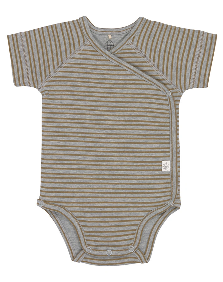Kurzarm-Body STRIPED in grey melange