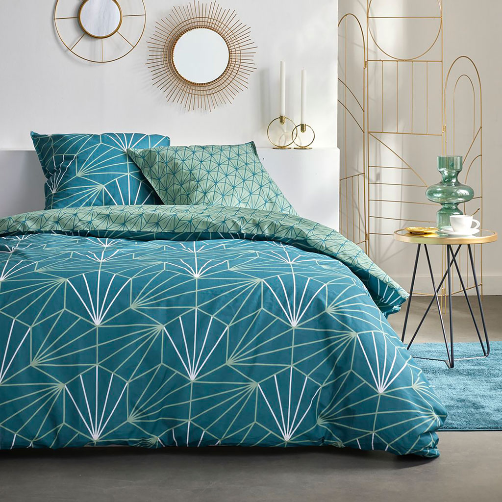Parure housse de couette Sunshine bleu origami 260x240cm