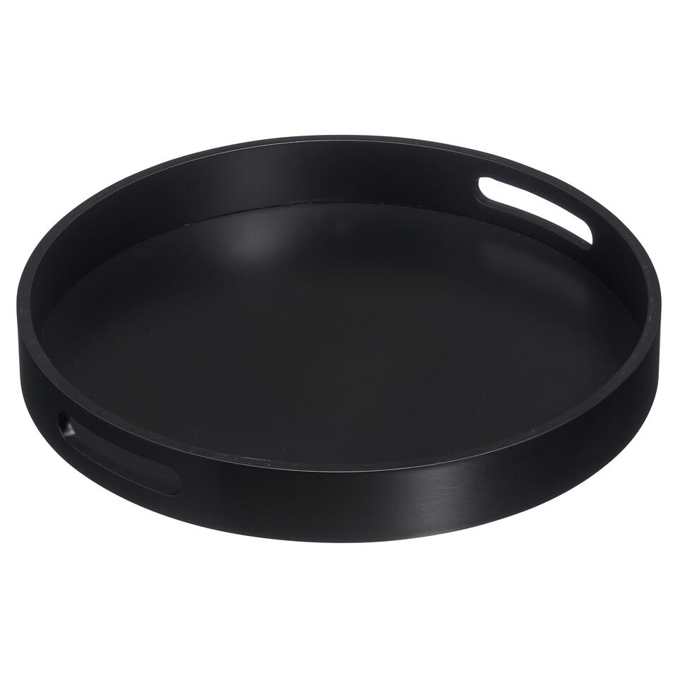Dienblad Hout Rond Zwart ⌀35 Cm