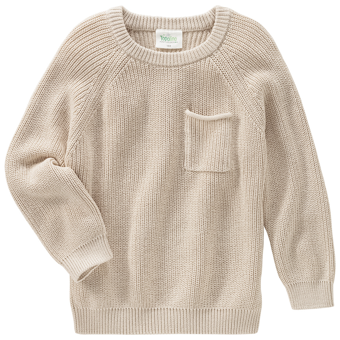Topolino Pure Collection Jungen Strickpullover mit Raglanärmeln hellbeige
