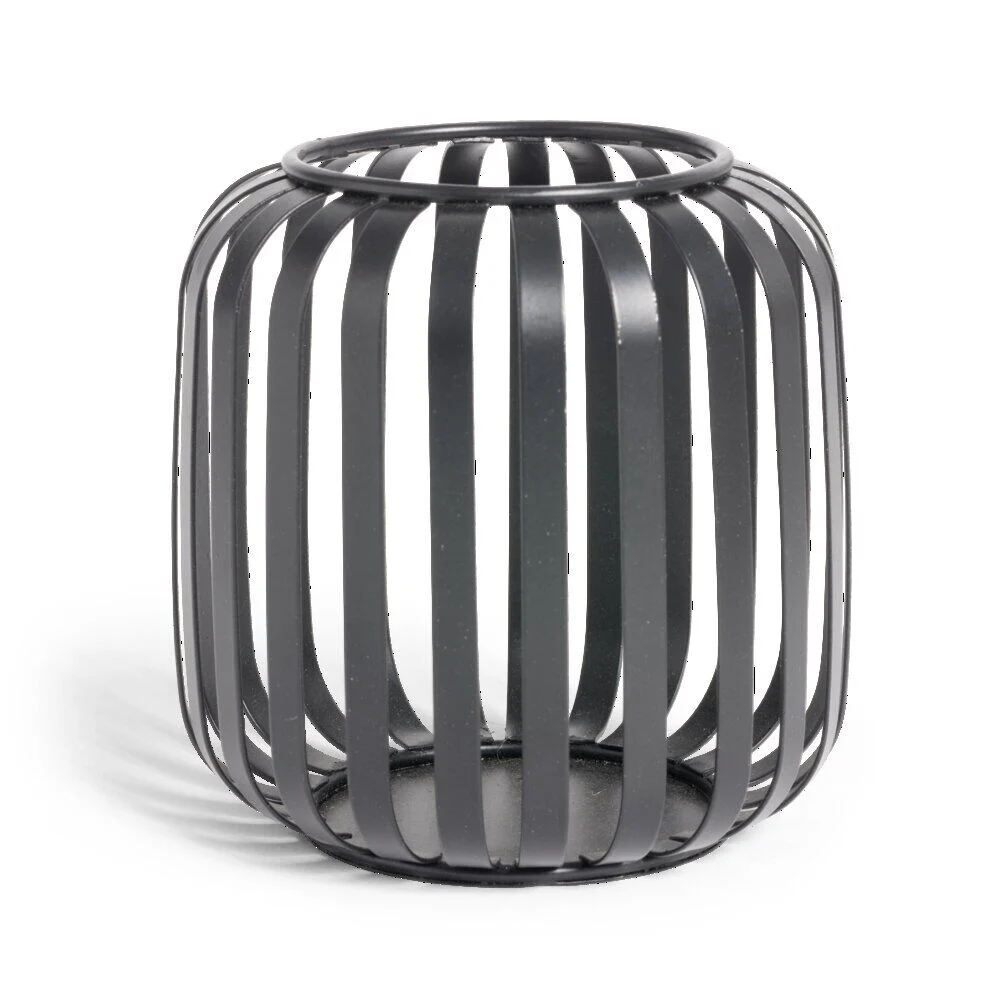 Lanterne ajourée métal noir Ø10xH12cm