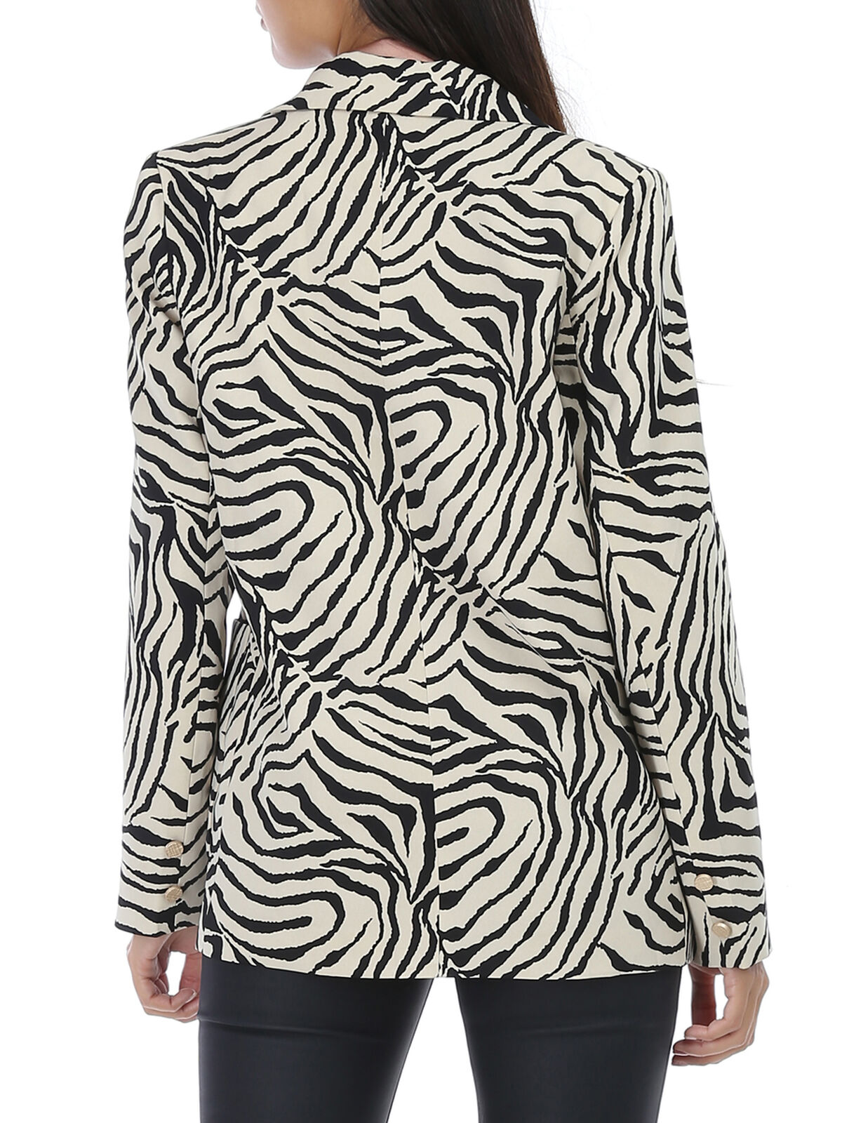 Veste blazer à motif zébré et boutons- Camel