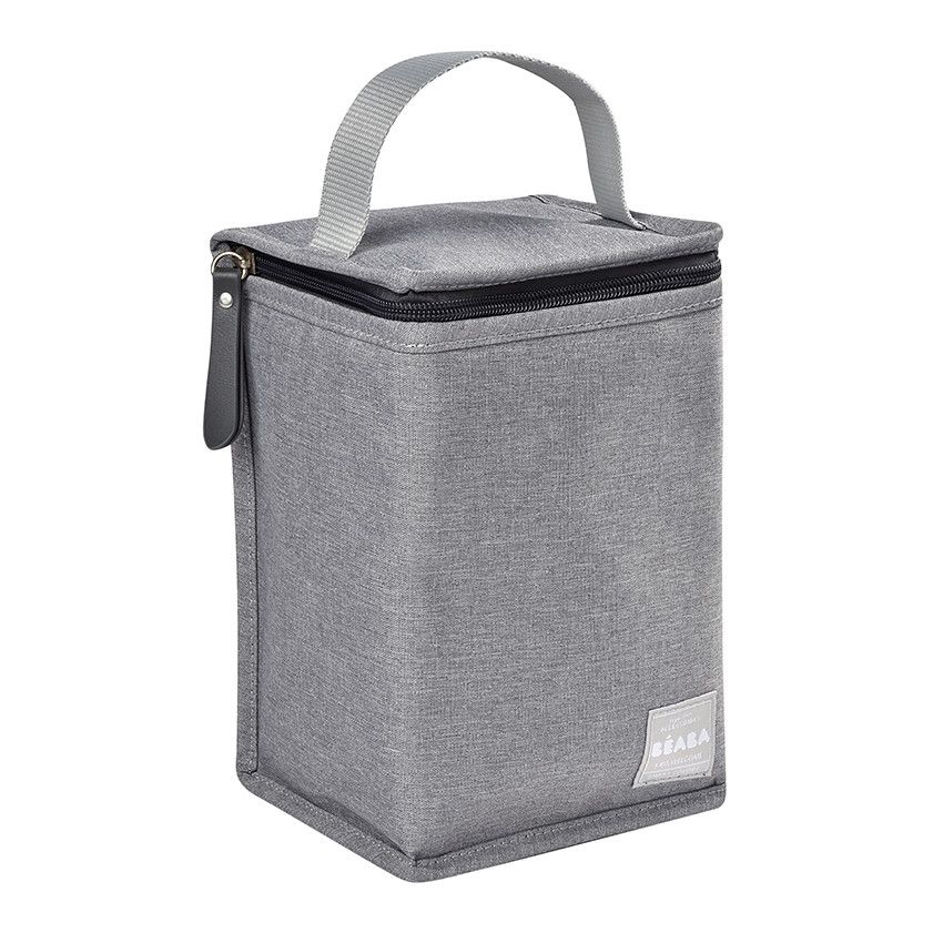 Pochette repas isotherme - Gris chiné - Ecru