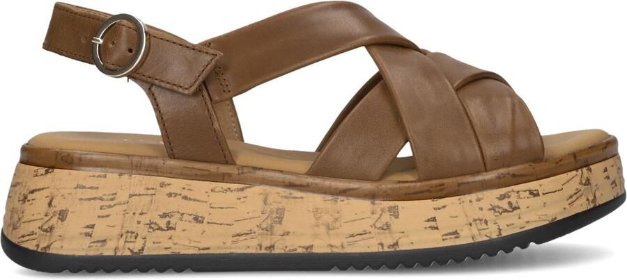 Gabor Dames Sandalen met hak 823.1 Camel Leer Plateauzool