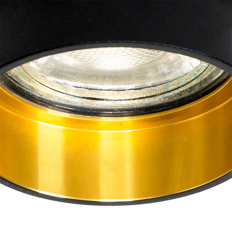 Set van 6 Moderne inbouwspot zwart met gouden binnenkant - Insta