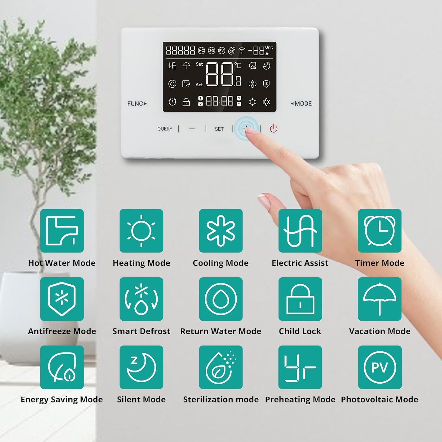SMETA 14kW Monoblock Wärmepumpe - Luft Wärmepumpe Wasser, 3-in-1 Heizen Kühlen 75°C Warmwasser, R290, Intelligente Abtauung Frostschutz, Doppelventilatoren, WiFi, A+++, Einphasig & Förderfähig