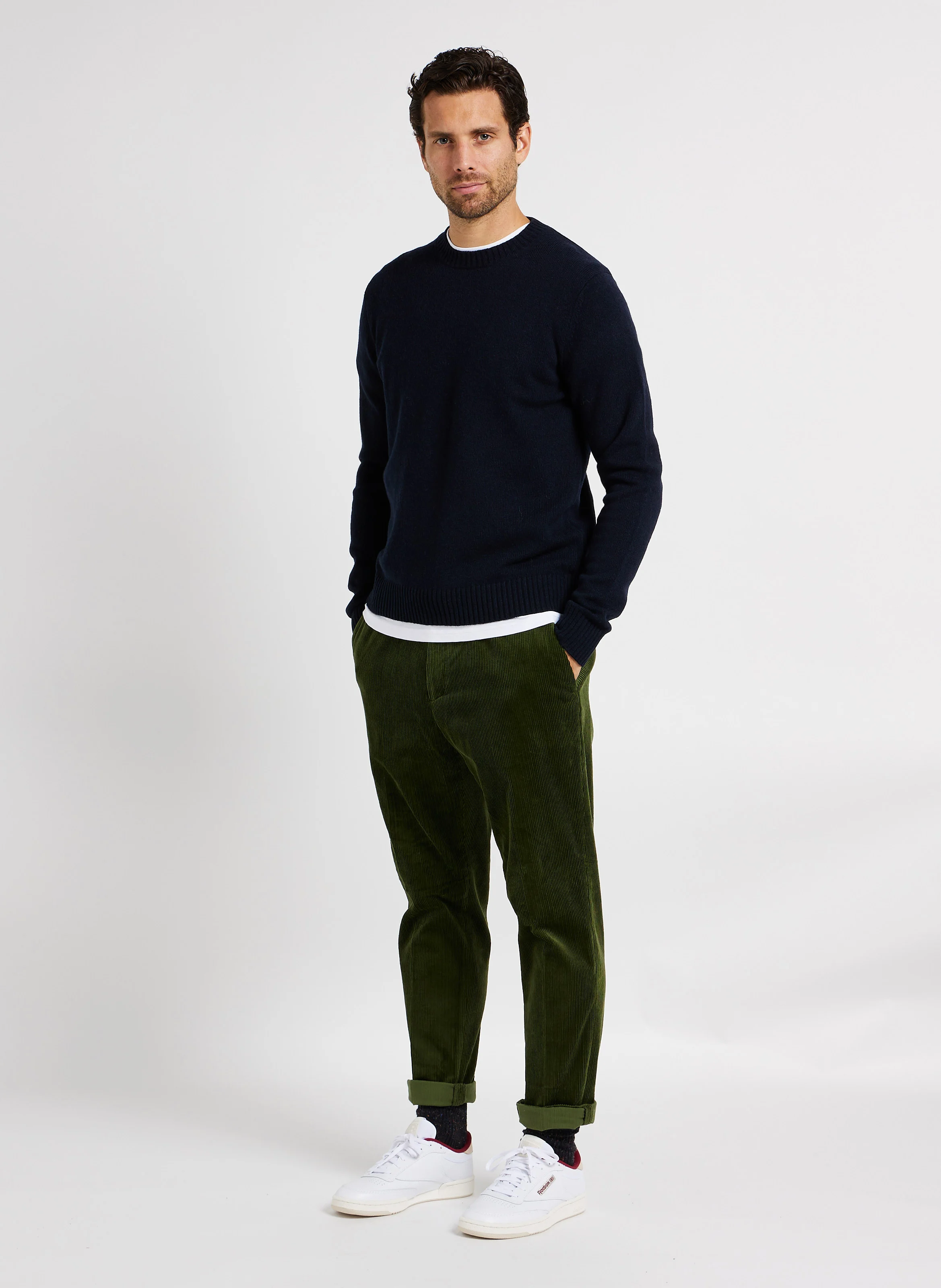 Sylli - Pull col rond slim-fit en laine mélangée | Bleu