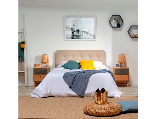 MARCKONFORT - Tête de lit tapissée saona 140x60 cm couleur beige, 8 cm d'...