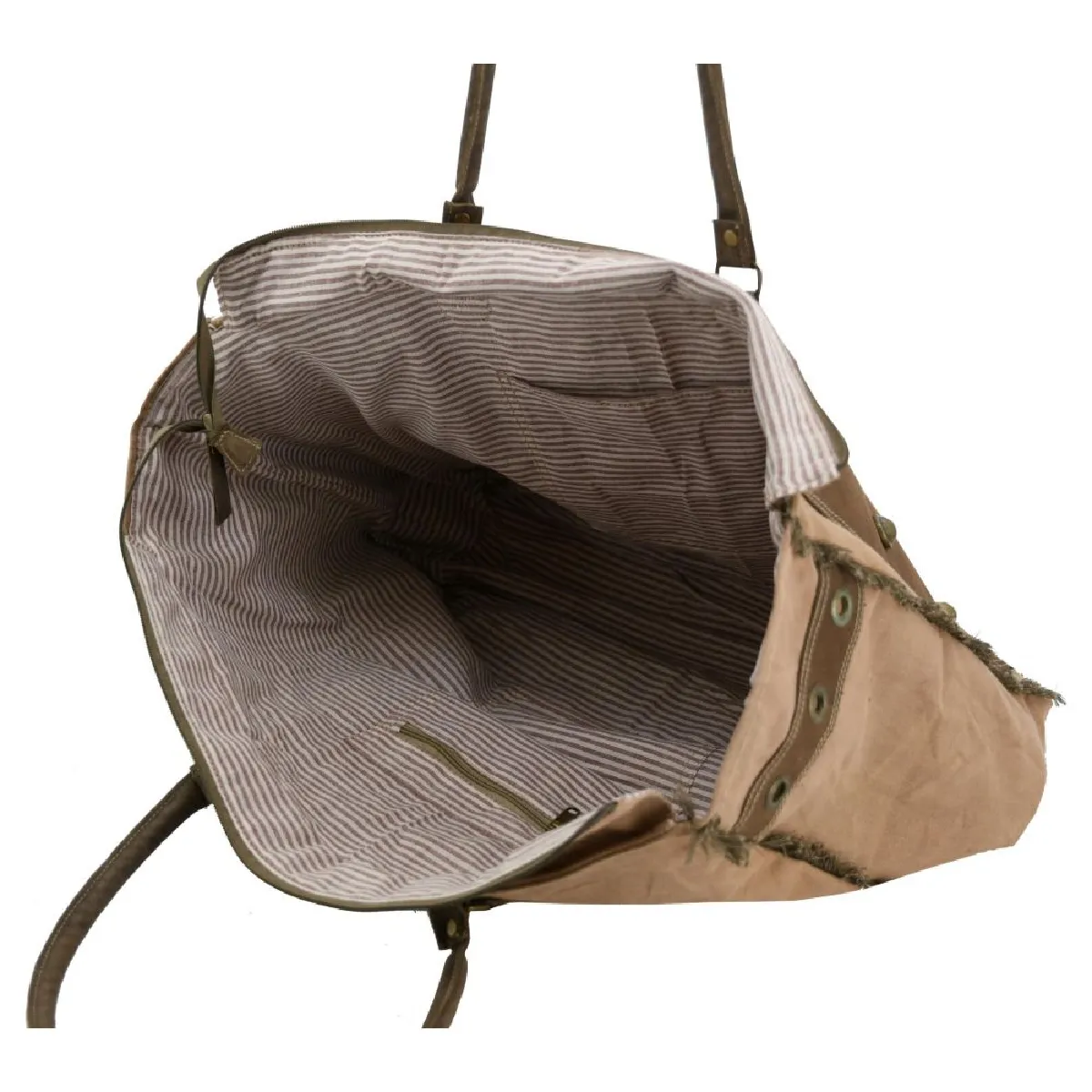 Aubry Gaspard Sac coton et cuir de buffle