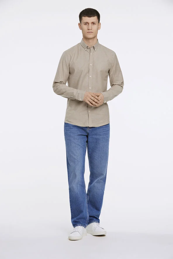 Lindbergh Oxford superflex shirt L/S Lt stone mix