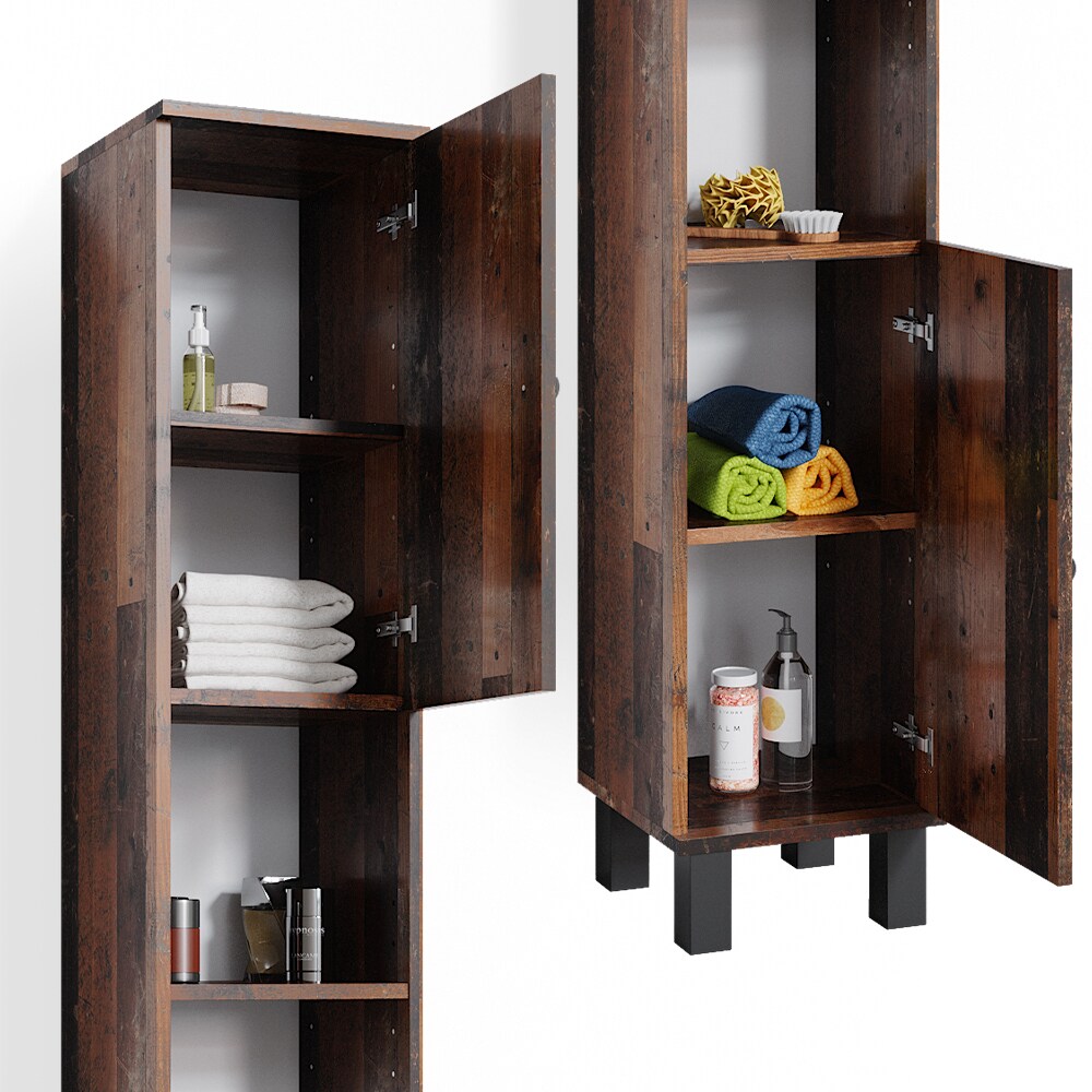 Vicco Hochschrank Badschrank Badezimmerschrank Fynn Old Style Badmöbel 190 x 30