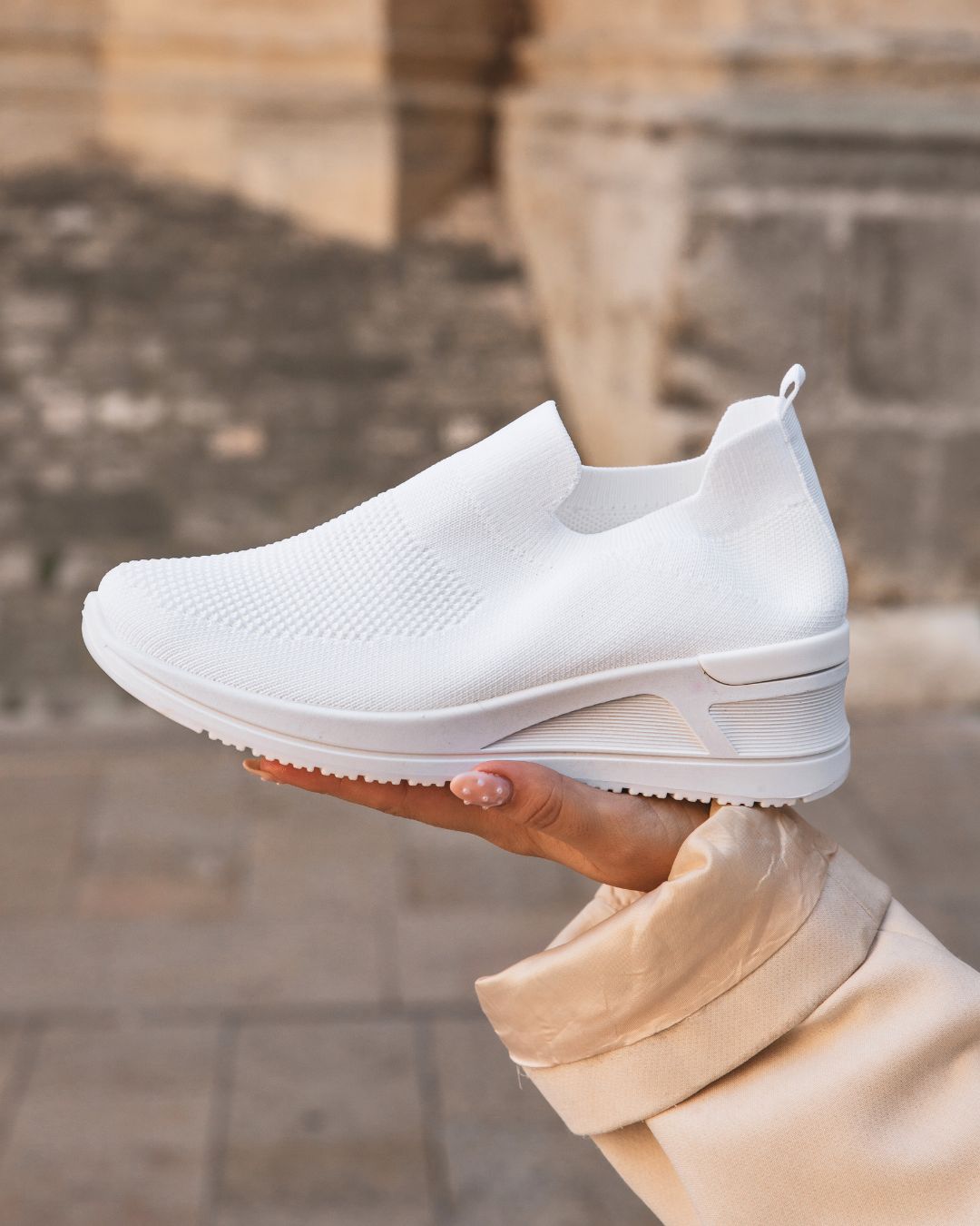Basket femme blanche en toile blanche sport - Allie