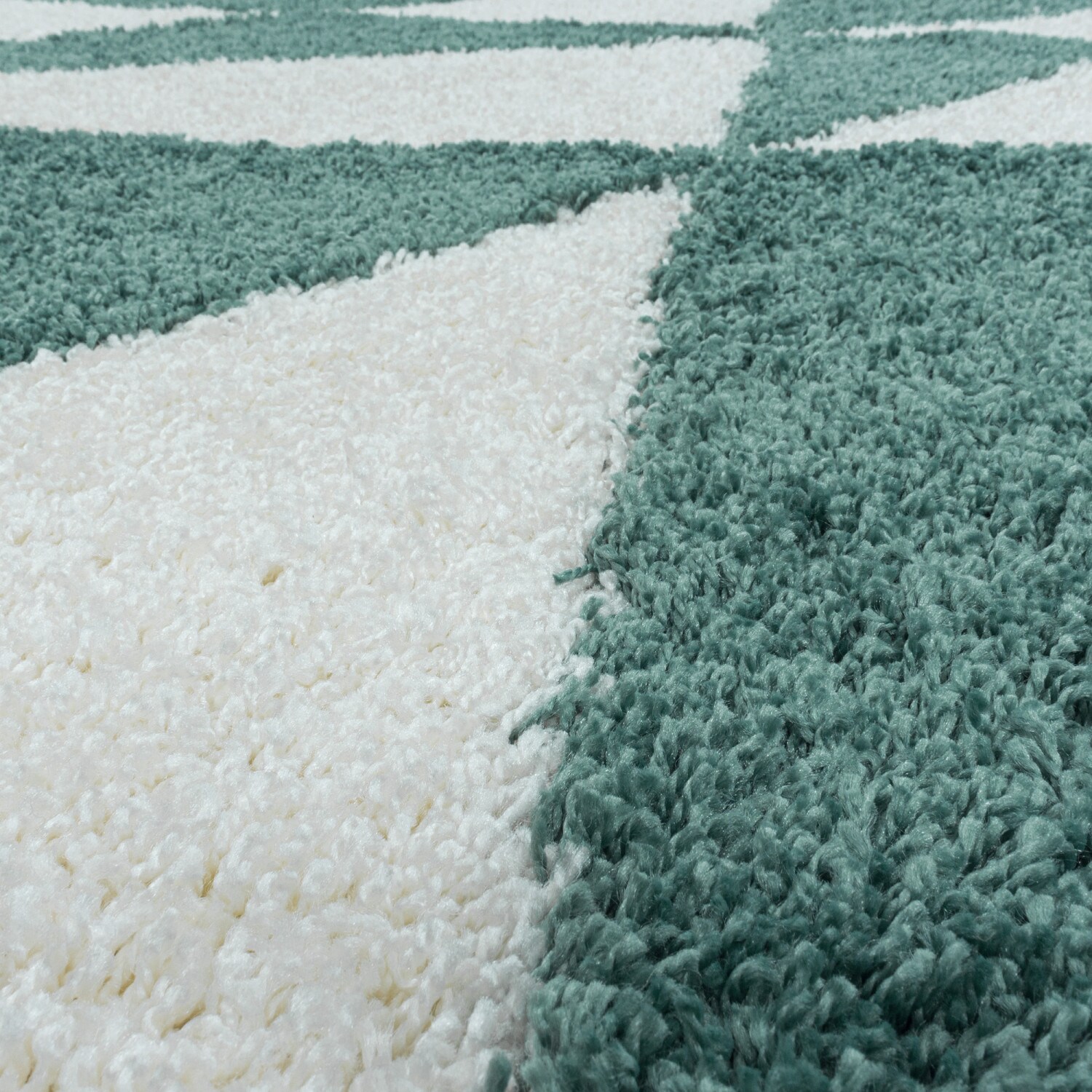 Stilvoller Runde Hochflor Teppich, Modernes geometrisches Design, Shaggy Teppich