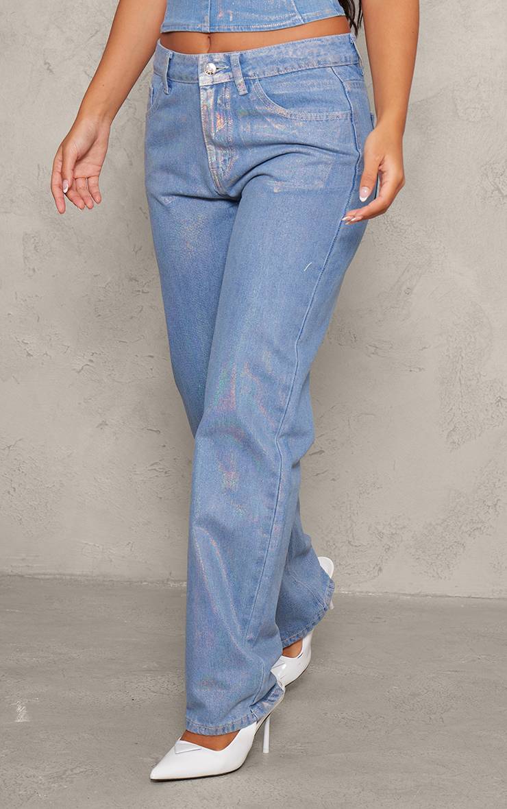 Bleu Jean En Denim Métallisé Irisé Petite