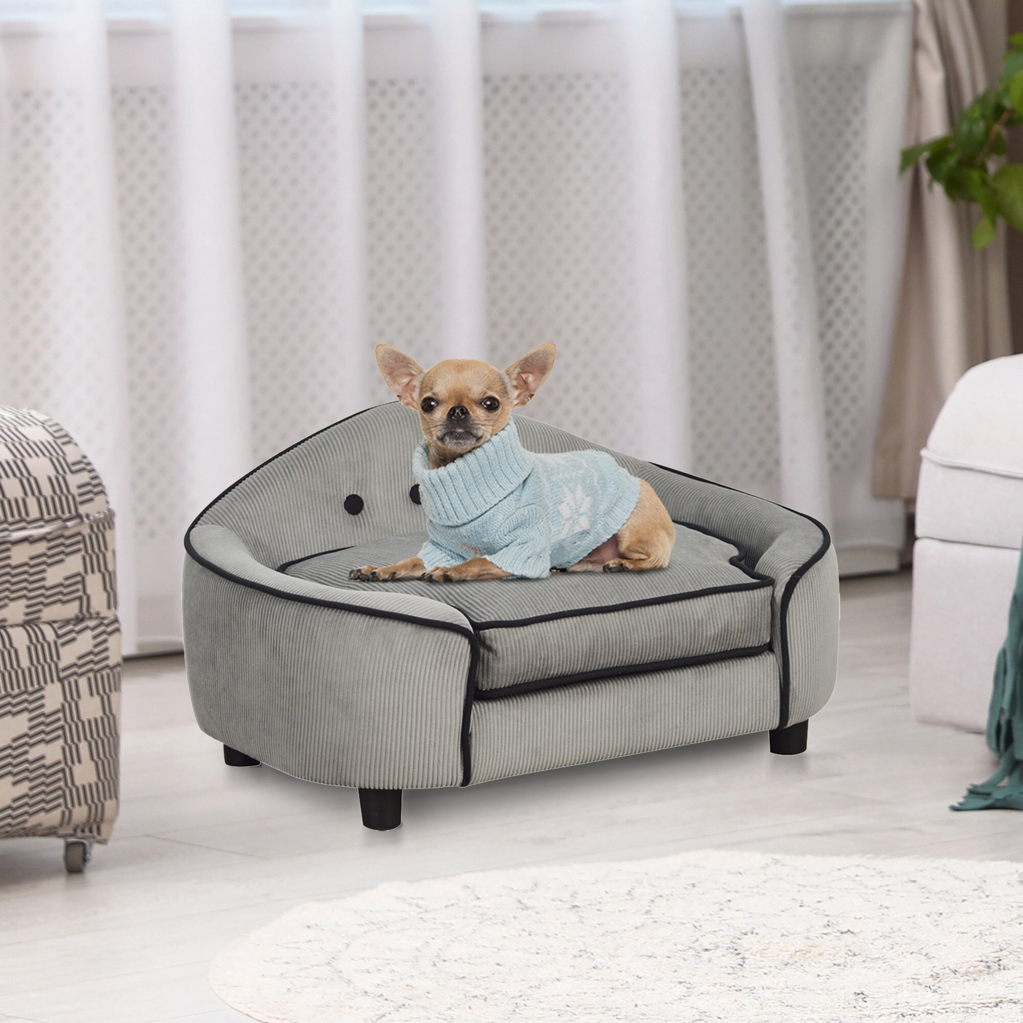 PawHut Hundesofa grau 66,5 x 45 x 35,5 cm (BxTxH)
