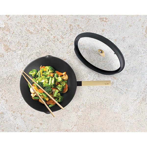 Wok aluminium antiadhésif avec couvercle 30 cm Ibili