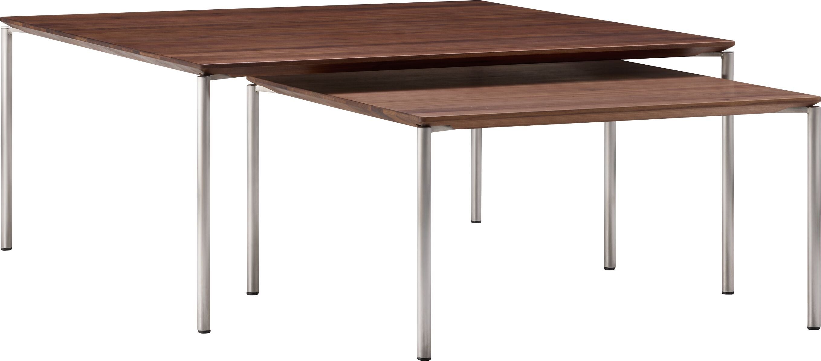 BAO Salontisch - Nussbaum massiv / Edelstahl / B: 65.0 cm x T: 65.0 cm x H: 35.0 cm