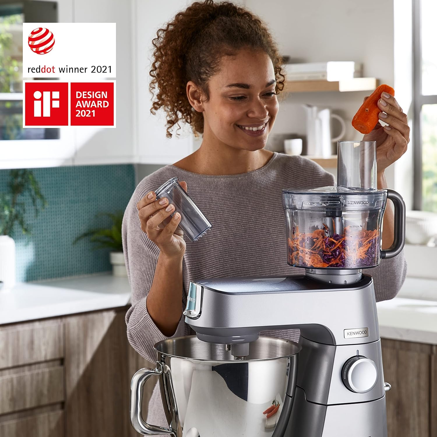 Kenwood Titanium Chef Baker XL KVL85.424SI Küchenmaschine mit integrierter Waage, inkl. 4-teiligem Patisserie-Set, 7 L und 5L Rührschüssel, stufenloser Geschwindigkeitsregler, 1200 W, Silber