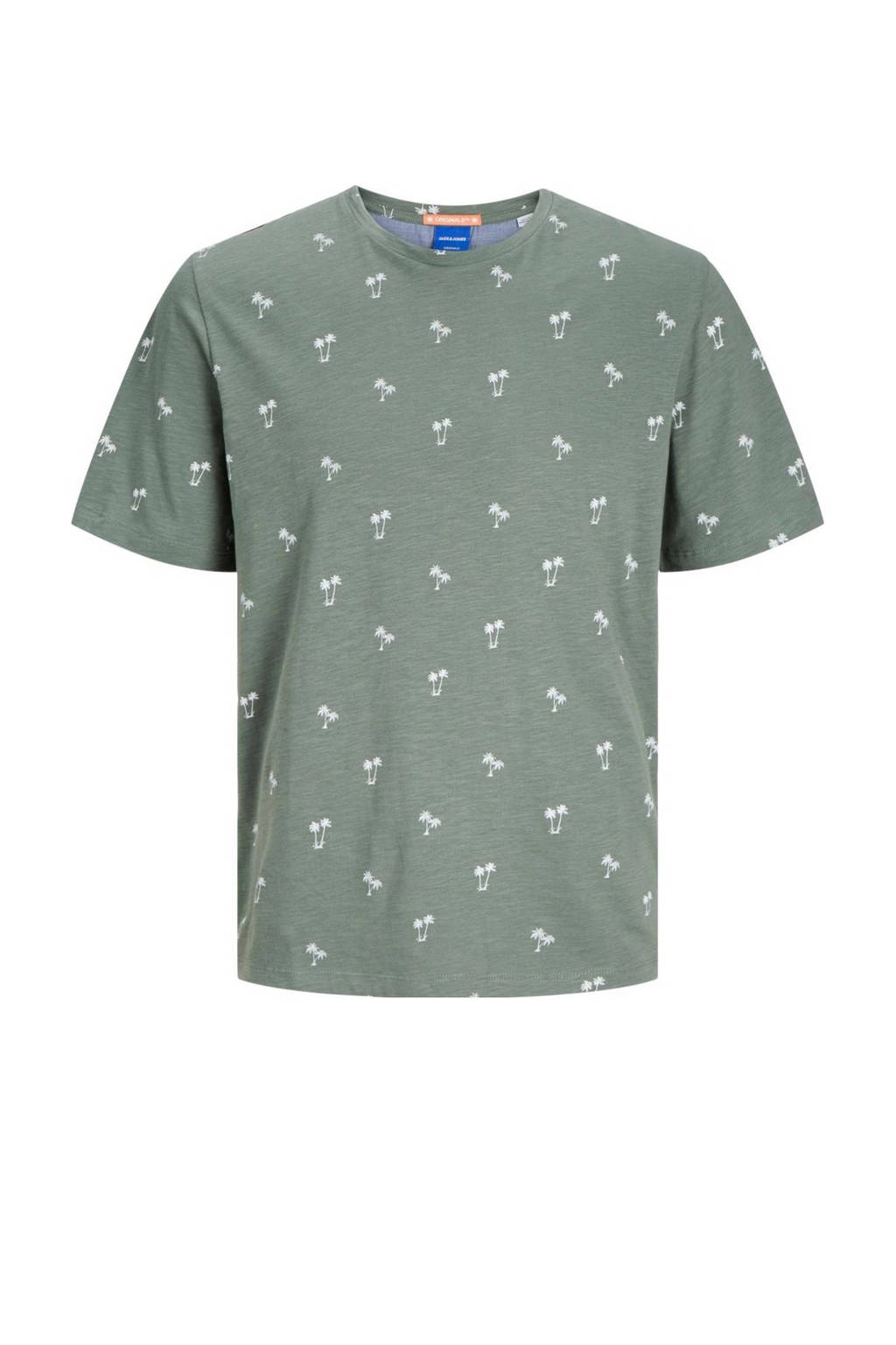 JACK & JONES T-shirt JORPALM met all over print zachtgroen/wit