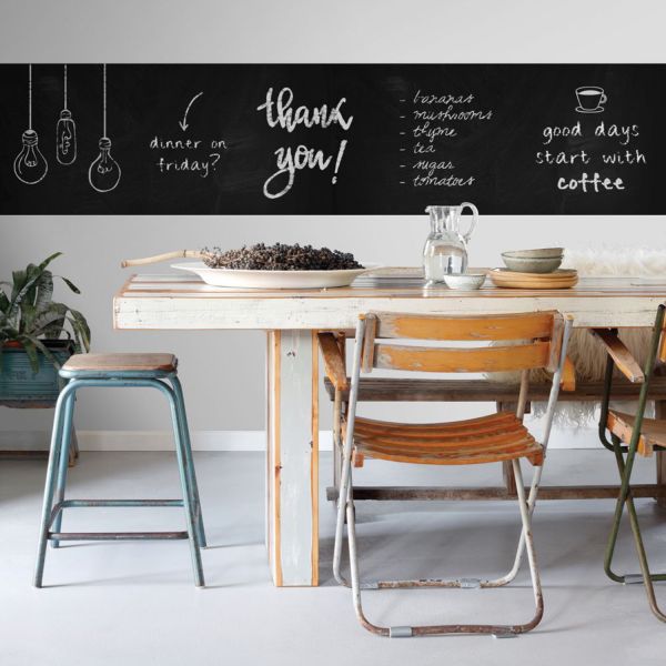 Estahome Krijtbord Magneetbehang - 0,53 x 3 m - Zwart