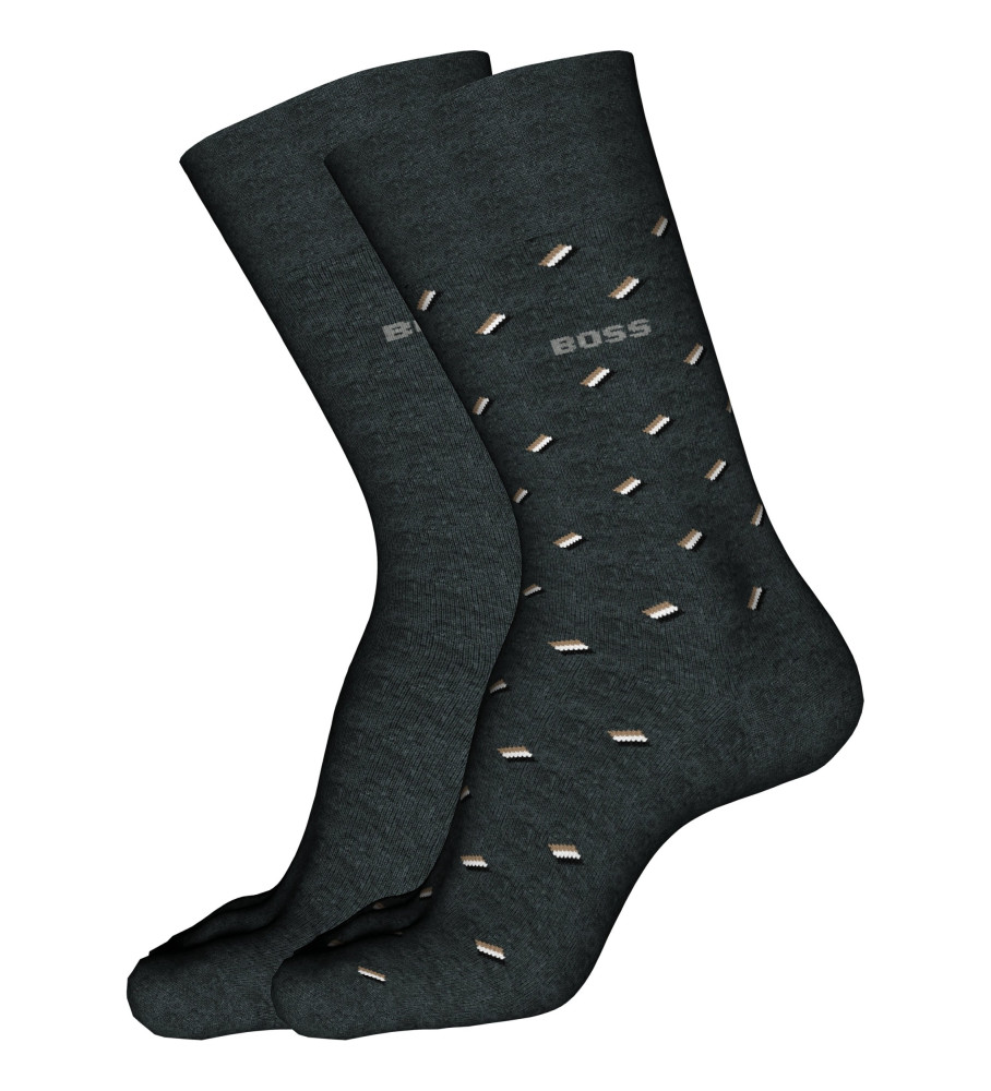 Pacote com 2 pares de meias mercerizadas BOSS, cinza escuro