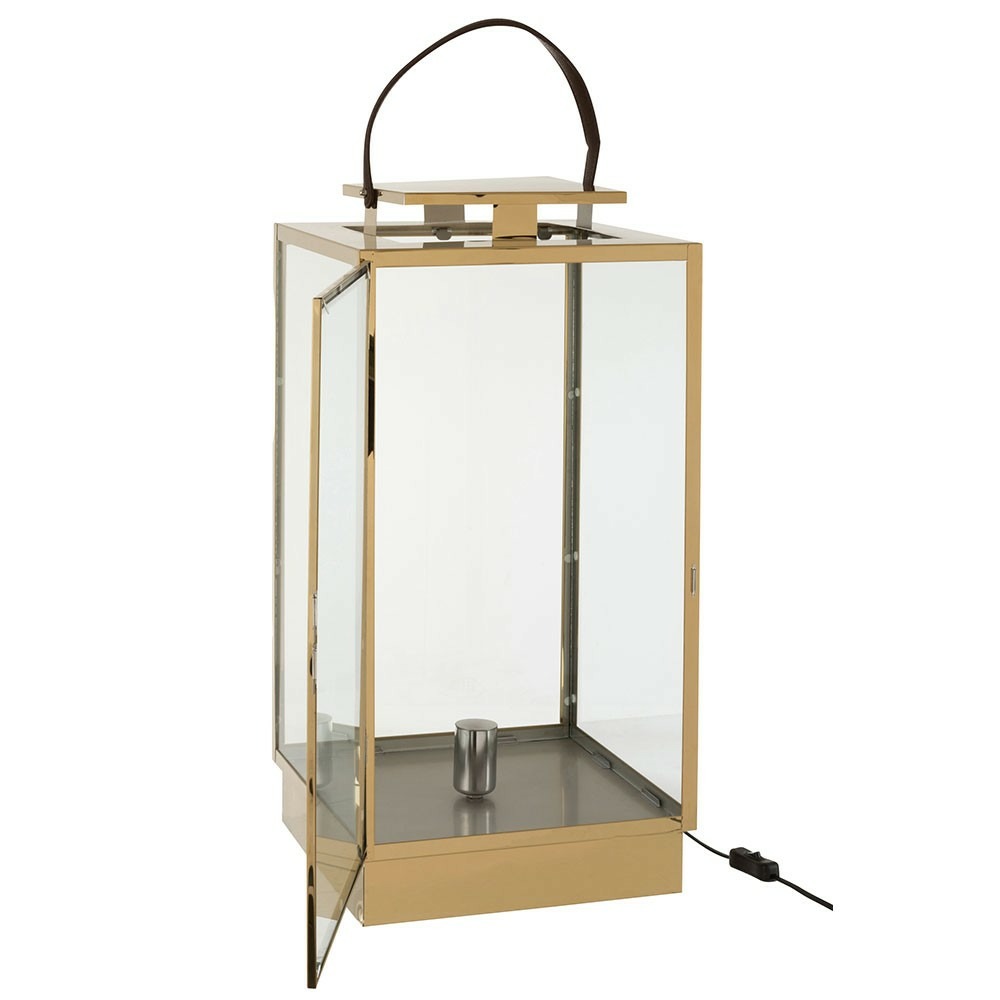 Lanterne lampe metal/verre or