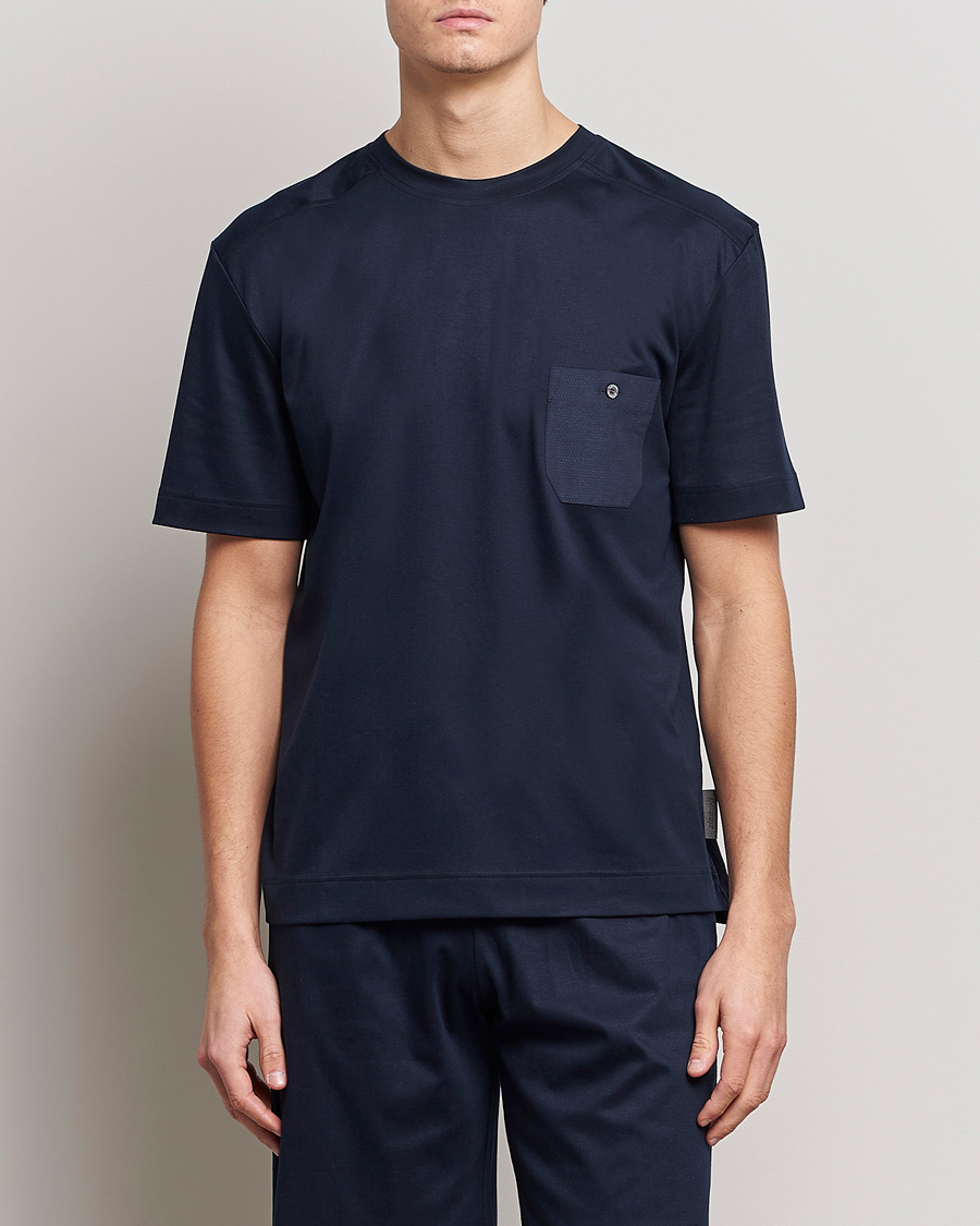 Zimmerli of Switzerland Cotton/Modal Crew Neck Loungwear T-Shirt Midnight
